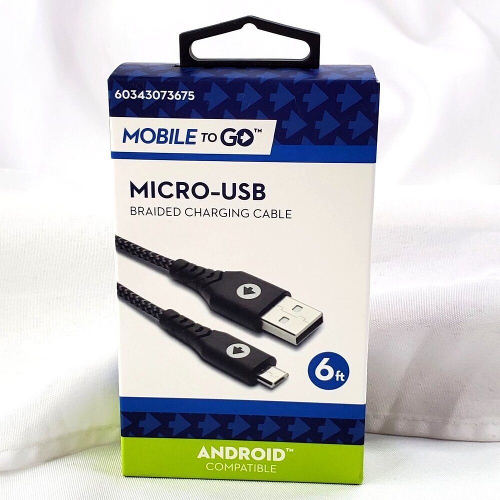Mobile To Go Micro-USB 6ft Braided Charging Cable For Android Devices - Picture 2 of 6